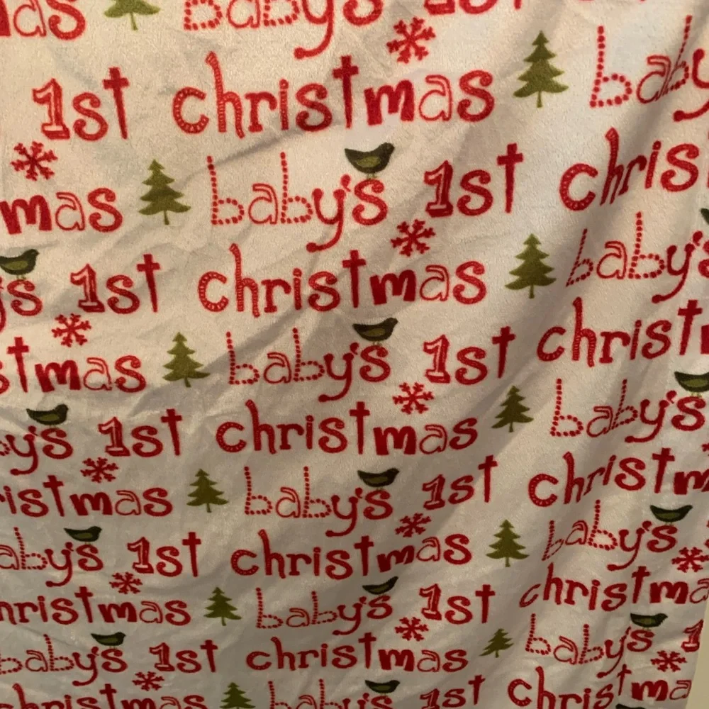 Baby 1st Christmas Thro Blanket Micromink Sherpa Back 30x40 Super Soft